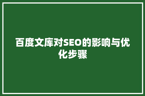 百度文库对SEO的影响与优化步骤