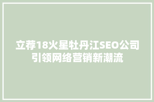 立荐18火星牡丹江SEO公司引领网络营销新潮流