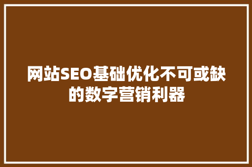 网站SEO基础优化不可或缺的数字营销利器