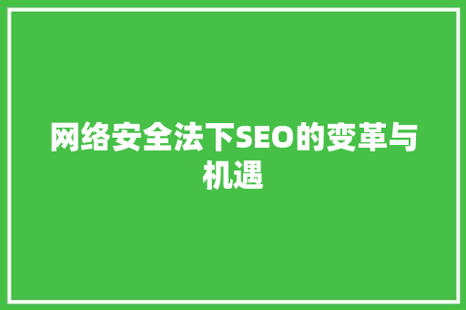 网络安全法下SEO的变革与机遇