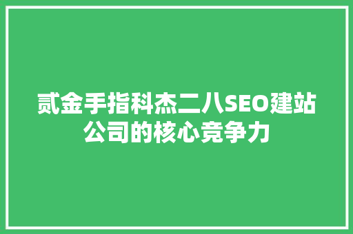 贰金手指科杰二八SEO建站公司的核心竞争力