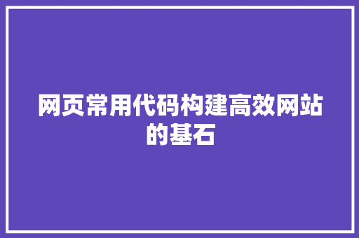 网页常用代码构建高效网站的基石