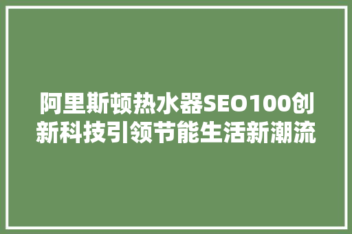 阿里斯顿热水器SEO100创新科技引领节能生活新潮流