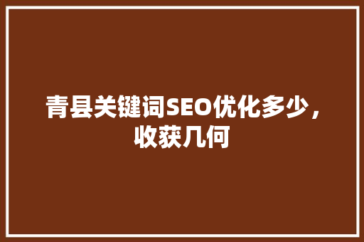 青县关键词SEO优化多少，收获几何