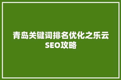 青岛关键词排名优化之乐云SEO攻略
