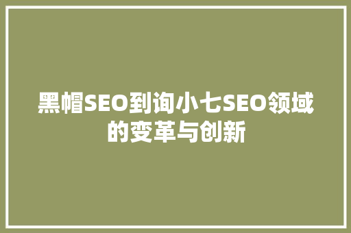 黑帽SEO到询小七SEO领域的变革与创新