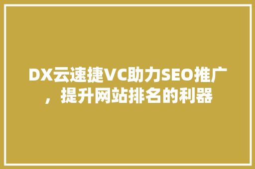 DX云速捷VC助力SEO推广，提升网站排名的利器