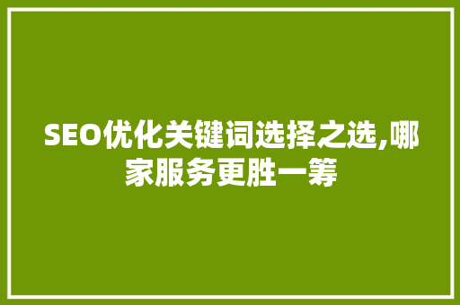 SEO优化关键词选择之选,哪家服务更胜一筹