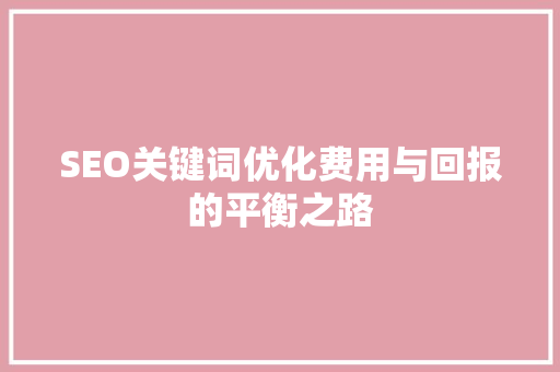 SEO关键词优化费用与回报的平衡之路