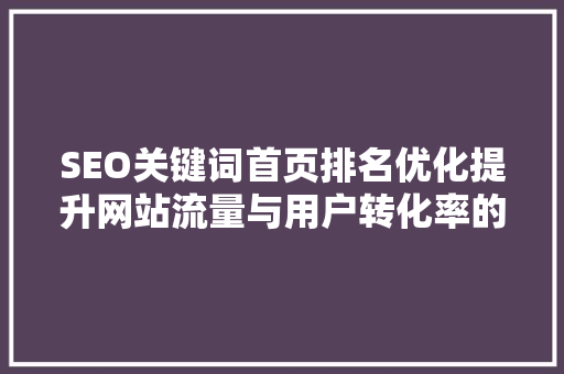 SEO关键词首页排名优化提升网站流量与用户转化率的方法