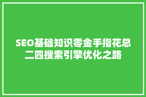 SEO基础知识零金手指花总二四搜索引擎优化之路