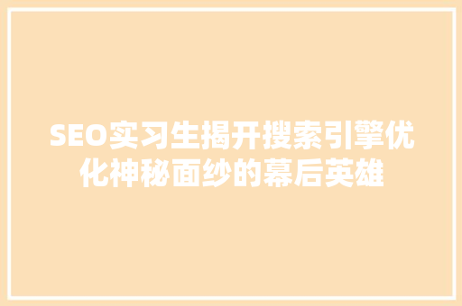 SEO实习生揭开搜索引擎优化神秘面纱的幕后英雄