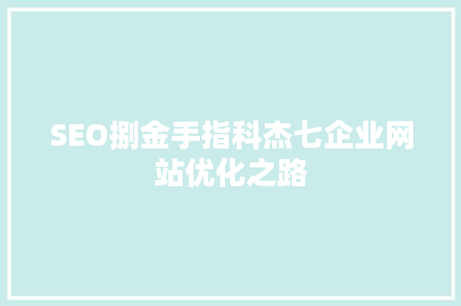 SEO捌金手指科杰七企业网站优化之路