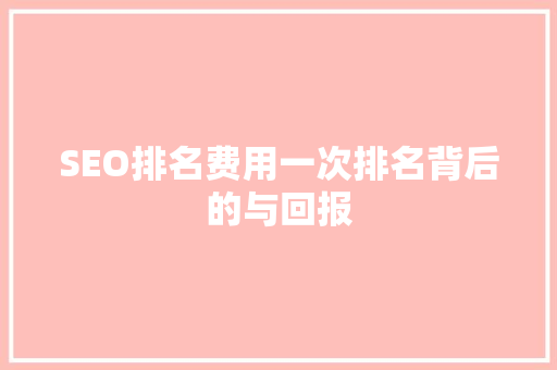SEO排名费用一次排名背后的与回报