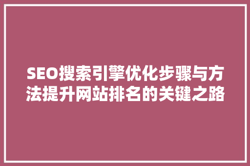 SEO搜索引擎优化步骤与方法提升网站排名的关键之路