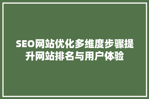 SEO网站优化多维度步骤提升网站排名与用户体验