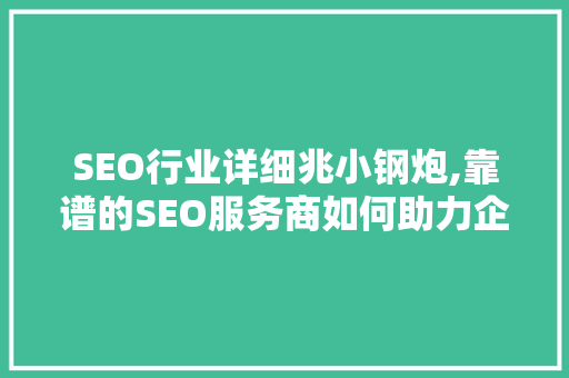 SEO行业详细兆小钢炮,靠谱的SEO服务商如何助力企业腾飞