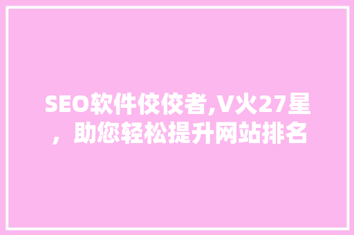 SEO软件佼佼者,V火27星，助您轻松提升网站排名