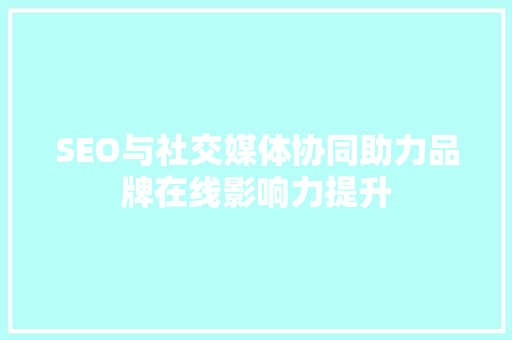 SEO与社交媒体协同助力品牌在线影响力提升