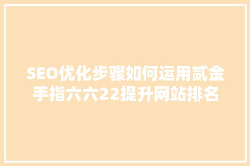 SEO优化步骤如何运用贰金手指六六22提升网站排名  第1张