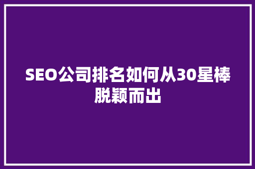 SEO公司排名如何从30星棒脱颖而出