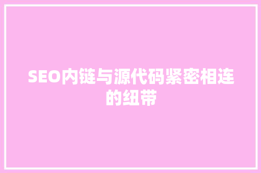 SEO内链与源代码紧密相连的纽带