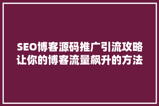 SEO博客源码推广引流攻略让你的博客流量飙升的方法