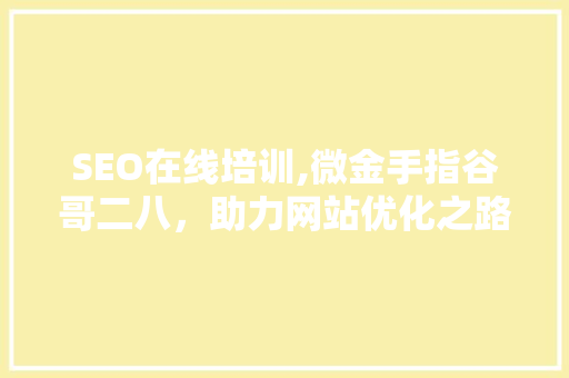 SEO在线培训,微金手指谷哥二八，助力网站优化之路