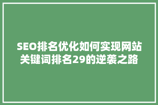 SEO排名优化如何实现网站关键词排名29的逆袭之路