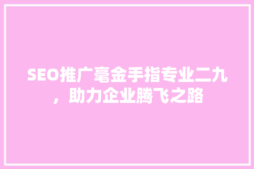 SEO推广毫金手指专业二九，助力企业腾飞之路