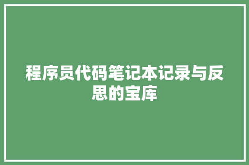 程序员代码笔记本记录与反思的宝库