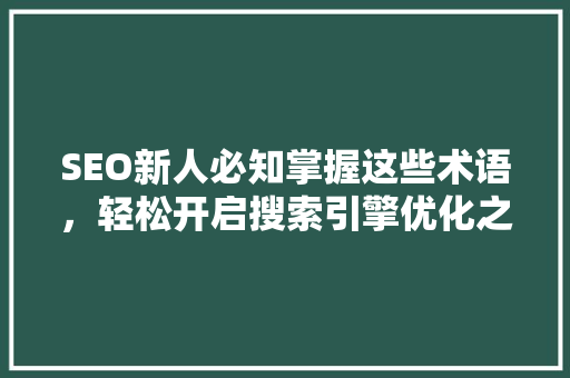 SEO新人必知掌握这些术语，轻松开启搜索引擎优化之旅  第1张