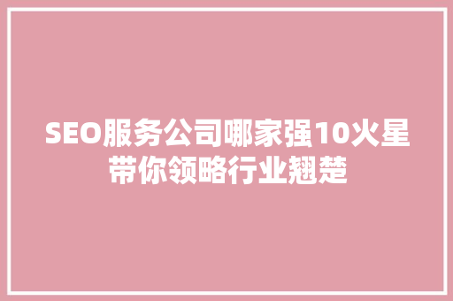SEO服务公司哪家强10火星带你领略行业翘楚  第1张