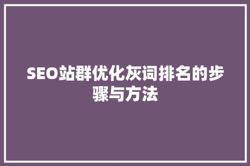 SEO站群优化灰词排名的步骤与方法