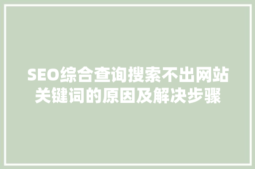 SEO综合查询搜索不出网站关键词的原因及解决步骤