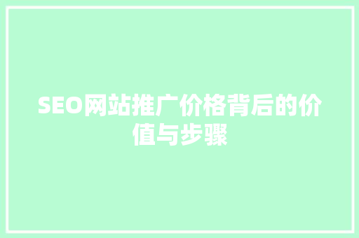 SEO网站推广价格背后的价值与步骤