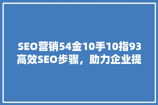 SEO营销54金10手10指93高效SEO步骤，助力企业提升网络竞争力