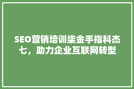 SEO营销培训柒金手指科杰七，助力企业互联网转型