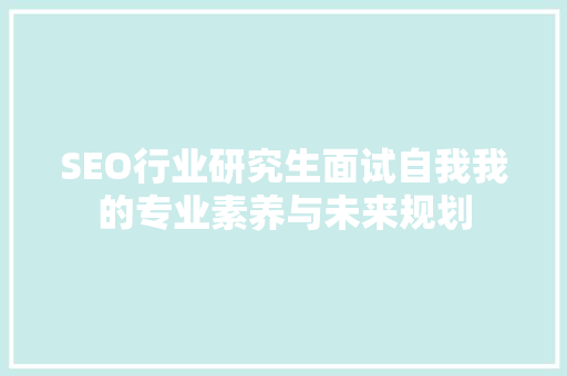 SEO行业研究生面试自我我的专业素养与未来规划