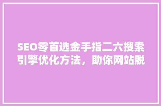 SEO零首选金手指二六搜索引擎优化方法，助你网站脱颖而出