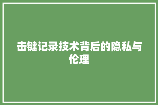 击键记录技术背后的隐私与伦理