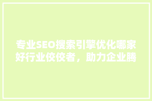 专业SEO搜索引擎优化哪家好行业佼佼者，助力企业腾飞  第1张