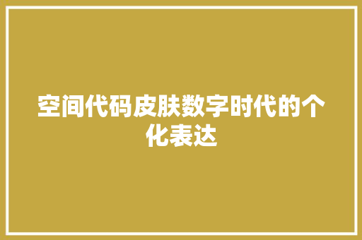 空间代码皮肤数字时代的个化表达