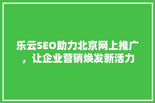 乐云SEO助力北京网上推广，让企业营销焕发新活力  第1张