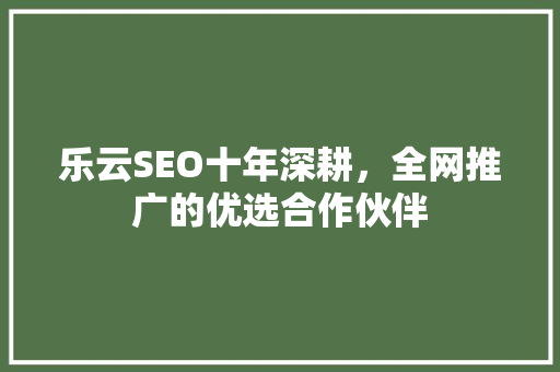 乐云SEO十年深耕，全网推广的优选合作伙伴