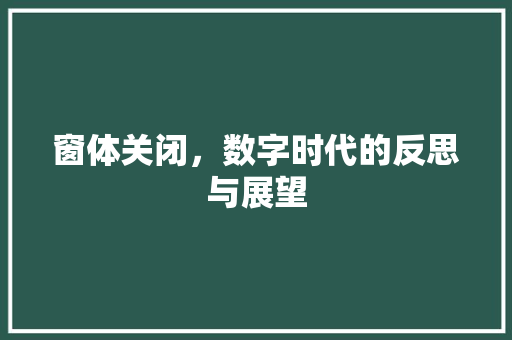 窗体关闭，数字时代的反思与展望