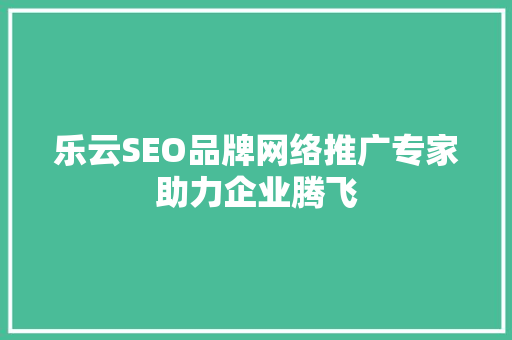 乐云SEO品牌网络推广专家助力企业腾飞  第1张