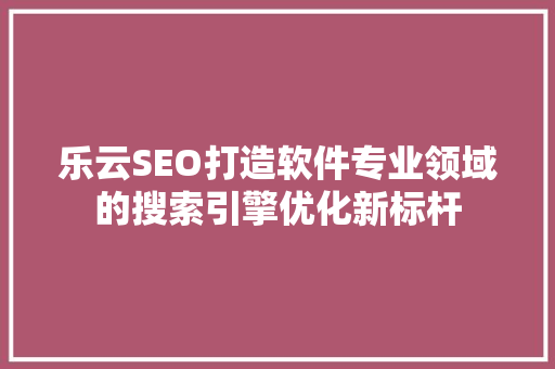 乐云SEO打造软件专业领域的搜索引擎优化新标杆  第1张