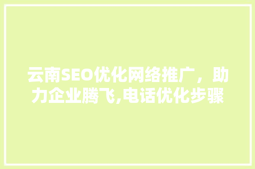 云南SEO优化网络推广，助力企业腾飞,电话优化步骤