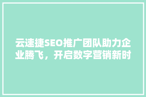 云速捷SEO推广团队助力企业腾飞，开启数字营销新时代  第1张